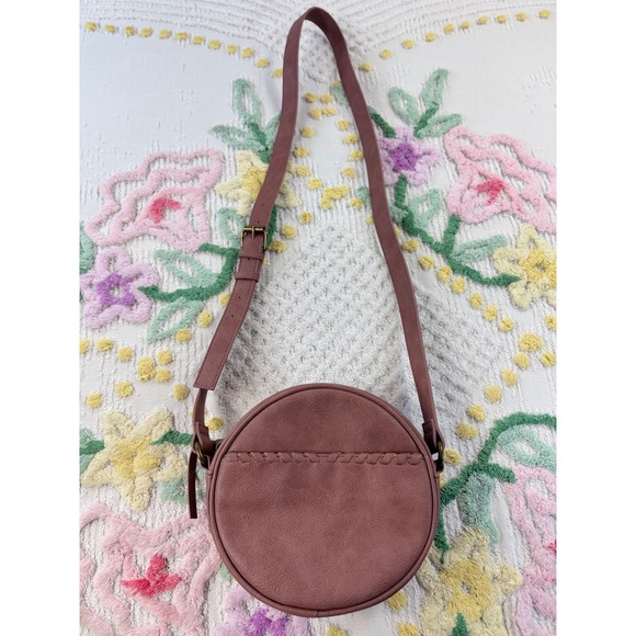 Sonoma Goods For Life Handbags - Sonoma Goods For Life Mauve Pink Round Crossbody Bag Whipstitch Detail 222144